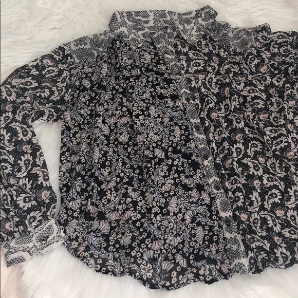 FREE PEOPLE Dani Button Down Pieced-Print Top - Picture 8 of 14